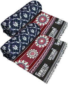 Cotonine, Cotton Single Size Solapur Chaddar Daily use Blanket, Blue Pack of 2