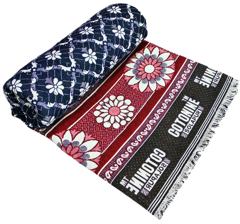 Cotonine, Cotton Single Size Solapur Chaddar Daily use Blanket, Blue Pack of 1