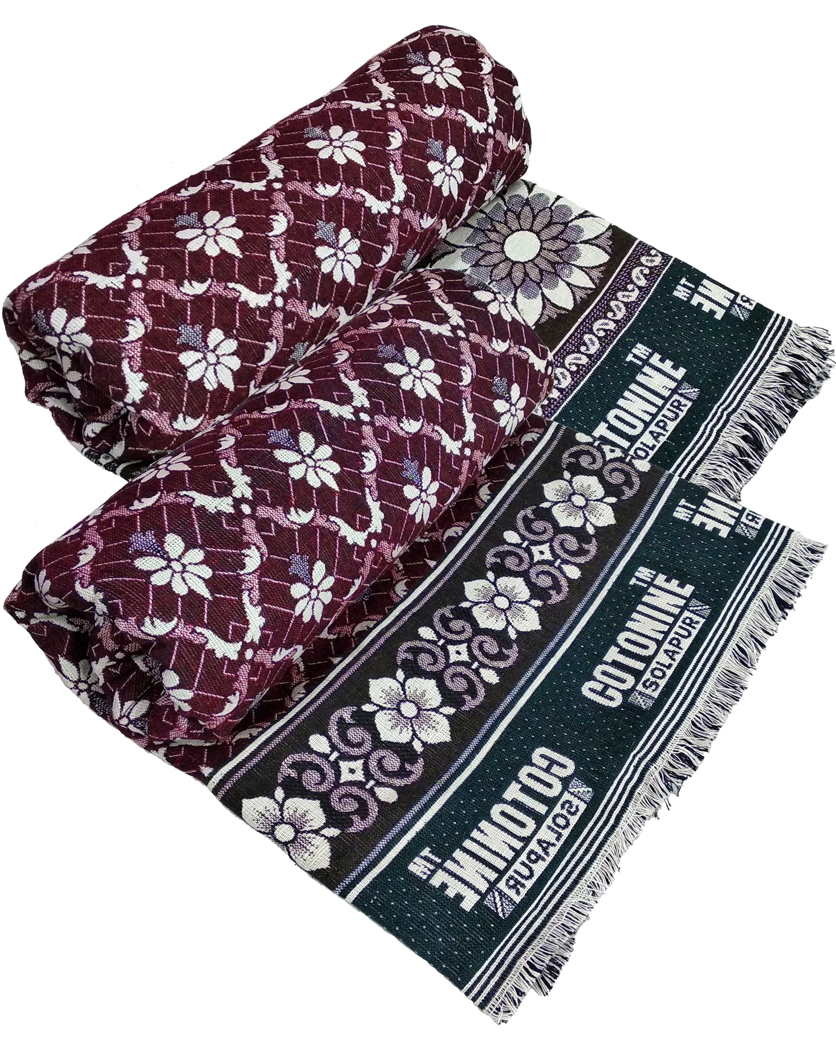 Cotonine, Cotton Single Size Solapur Chaddar Daily use Blanket, Brown Pack of 2