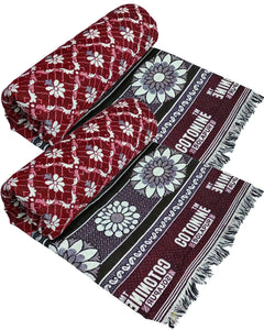 Cotonine, Cotton Single Size Solapur Chaddar Daily use Blanket, Red Pack of 2