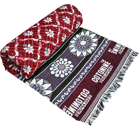 Cotonine, Cotton Single Size Solapur Chaddar Daily use Blanket, Red Pack of 1