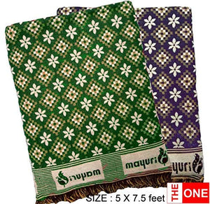 Solapuri Chadar / Single Size Cotton Blanket : Green and Purple color, Cross design Set of 2nos