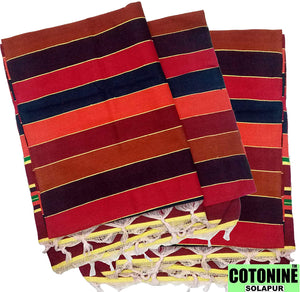 Solapuri Satranji / Cotton spread sheet Single size : Multi Strips , Set of 2nos