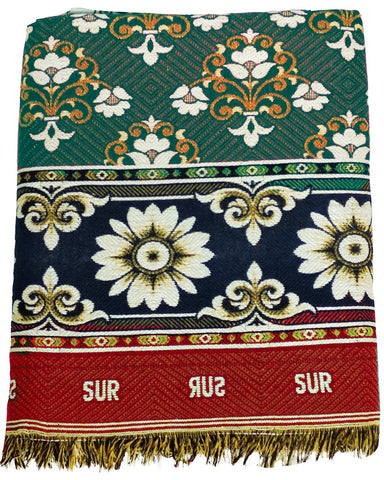 Solapuri Chadar / Double Size Cotton Blanket : Green Color.