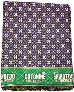 Solapuri Chadar / Double Size Cotton Blanket : Cross design Purple Color.