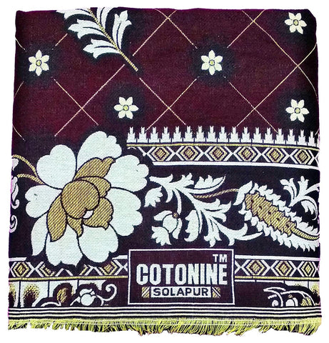 Solapuri Chadar / Single Size Cotton Blanket, Premium Quality Diamond Design: Brown Color