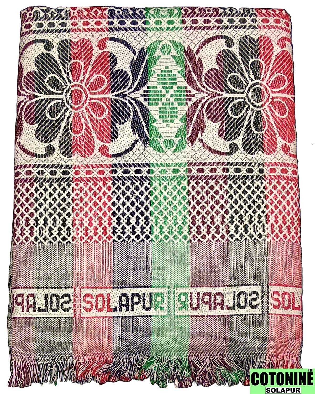 Solapuri Chadar / Single Size Cotton Blanket, Daily use : Multi Mix