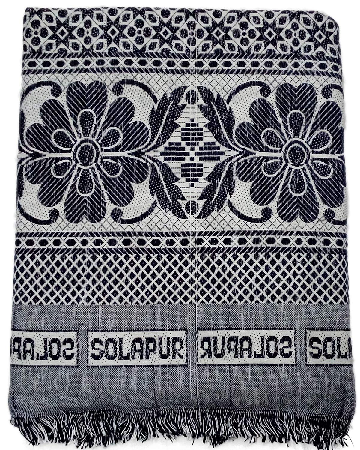 Solapuri Chadar / Single Size Cotton Blanket, Daily use : Blue