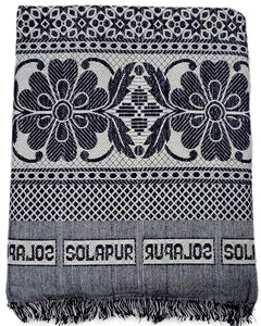 Solapuri Chadar / Single Size Cotton Blanket, Daily use : Blue