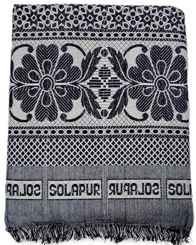 Solapuri Chadar / Single Size Cotton Blanket, Daily use : Blue