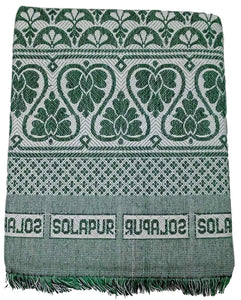 Solapuri Chadar / Single Size Cotton Blanket, Daily use : Green