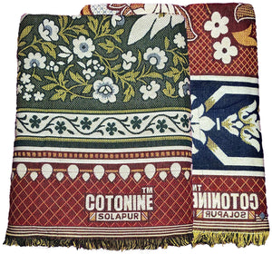 Solapuri Chadar / Single Size Cotton Blanket, Premium Quality : Super Assorted design Set of 2 Nos