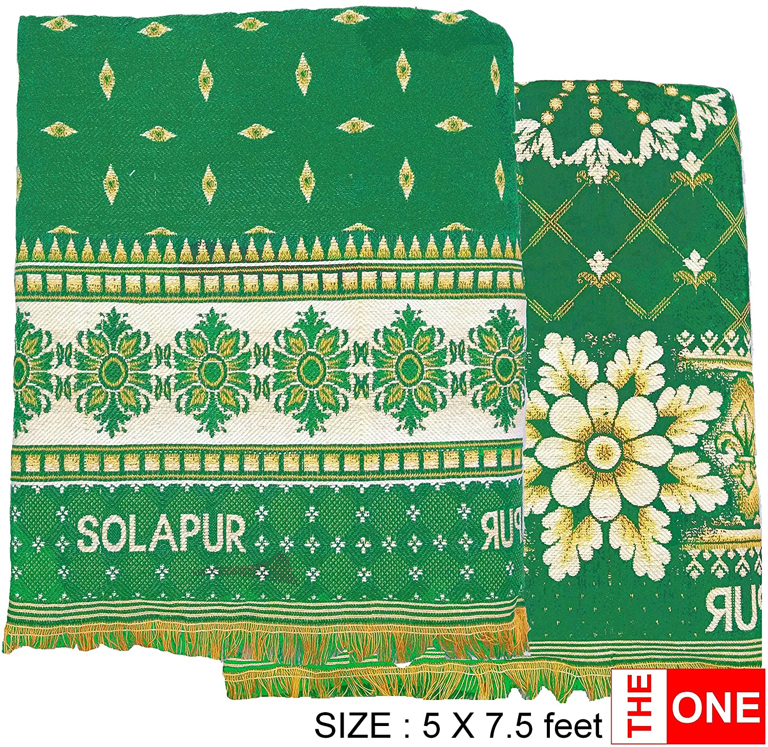 Solapuri Chadar / Single Size Cotton Blanket, Premium Quality : Lime Green Color