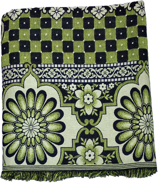 Solapuri Chadar Premium Quality Extra Large Size cotton blanket : 7.5 Feet x 9 Feet Denim Blue Floral design