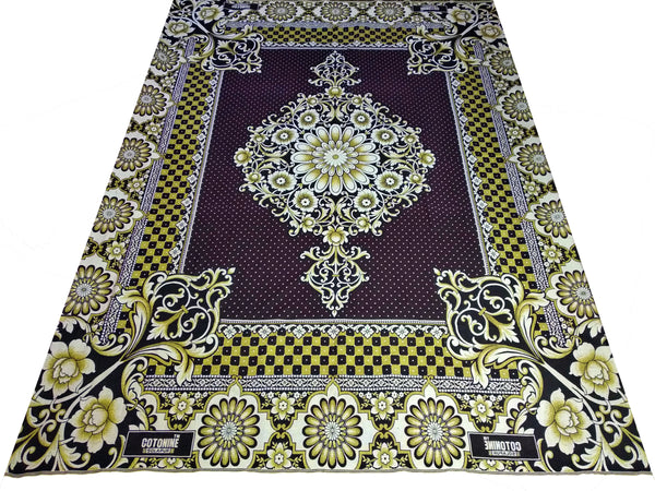 Solapuri Chadar Premium Quality Extra Large Size cotton blanket : 7.5 Feet x 9 Feet Brown Floral Design